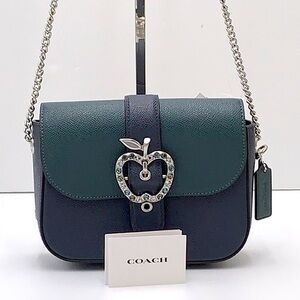 COACH Gemma Crossbody In Colorblock With Apple Buckle Forest Midnight Navy color